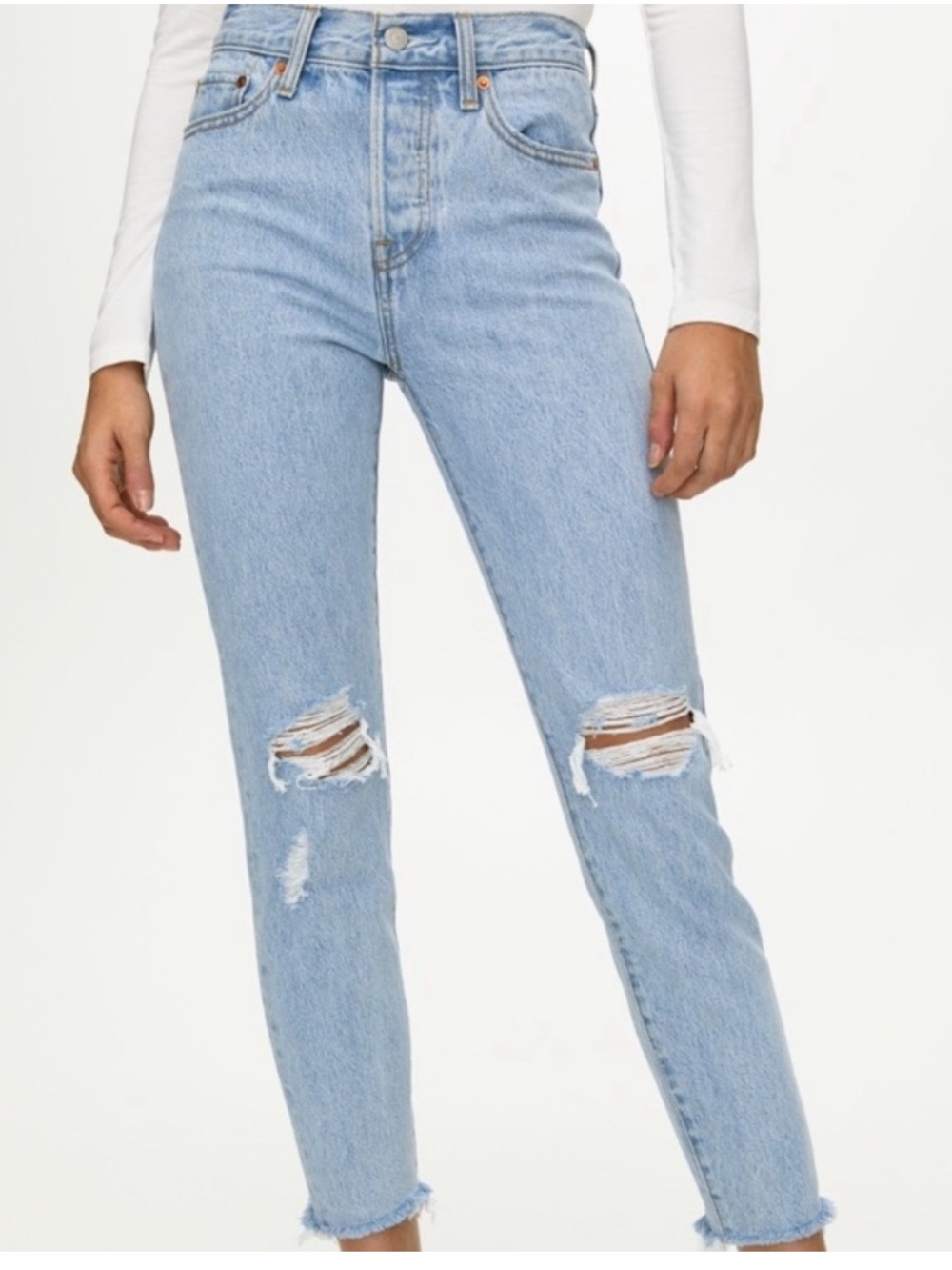 Levi’s Wedge Ripped Straight Leg Jeans size 25 Light Distressed Kiss Off